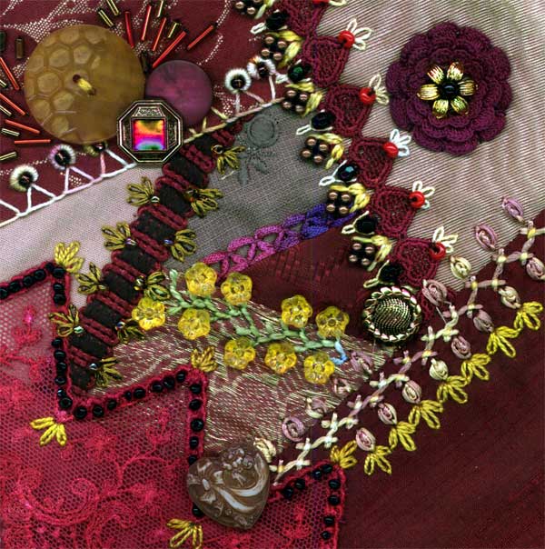 I dropped the button box - crazy quilt block 7