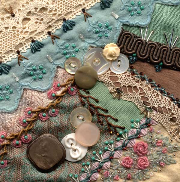 I dropped the button box - crazy quilt block 11
