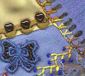 illustration of Up and Down buttonhole stitch in Crazy quilt