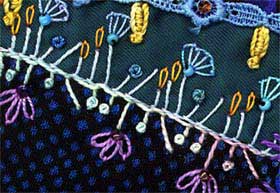 illustration of buttonhole stitch used in crazy quilting