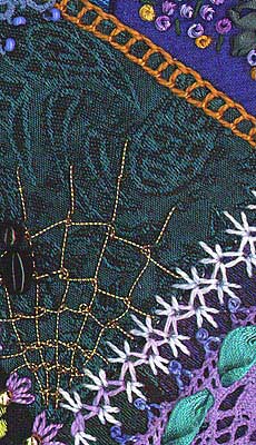 Open chain stitch used in crazy quilting
