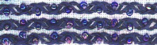 illustration of interlaced double running stitch decorated with beadwork