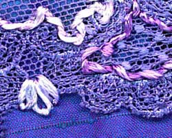 illustration of whipped running stitch used in crazy quilting