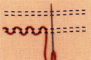 threaded running stitch illustrated