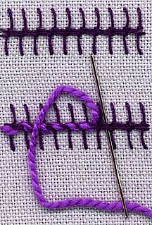 a step by step illustration of how to work barb stitch