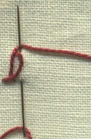 a step by step ilustration of up and down buttonhole stitch