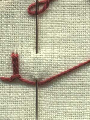 a step by step ilustration of up and down buttonhole stitch