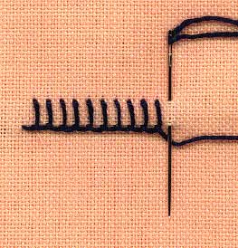 a step by step illustration of how to work buttonhole stitch