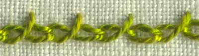 step 2 of a step by step illustration of barred chain stitch