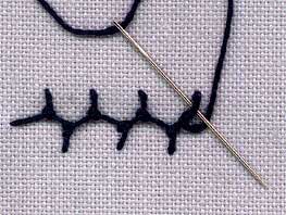 a step by step illustration of how to work knotted cretan stitch
