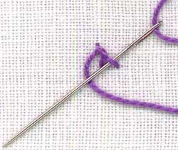 step by step illustration of Reversed Palestrina stitch