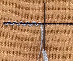 a step by step illustration of how to work threaded back stitch