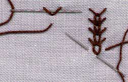 a step by step illustration of how to work wheatear stitch