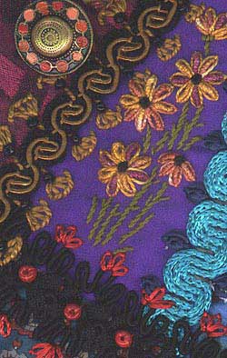 illustration of detached chain stitch used in crazy quilting