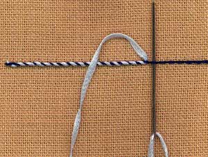 a step by step illustration of how to work whipped back stitch
