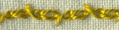 a step by step illustration of alternating barred chain stitch