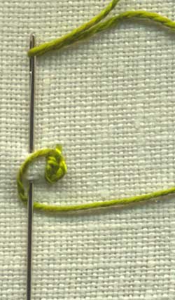 illustration of how to work rosette chain stitch 