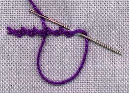 a step by step illustration of how to work twisted chain stitch