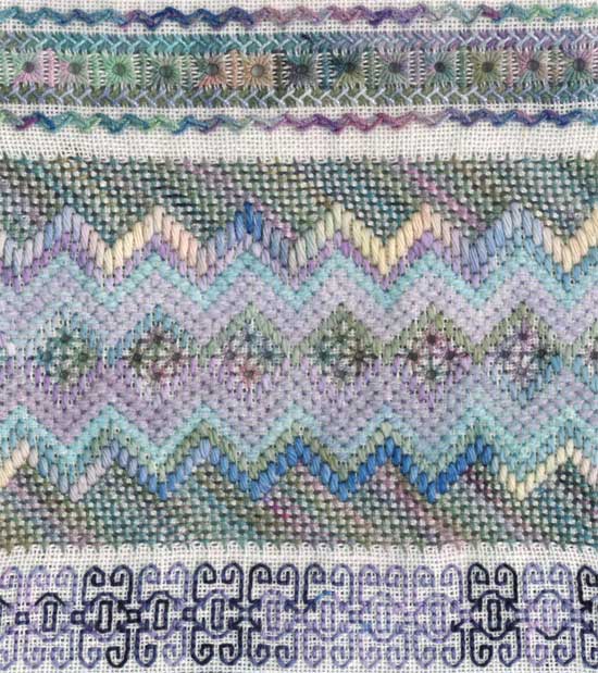 Needlework sampler worked on linen