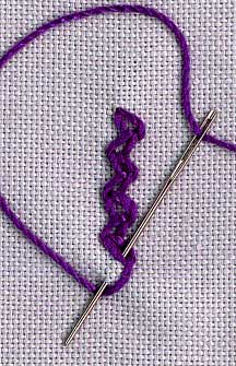 a step by step illustration of how to work zig-zag chain stitch