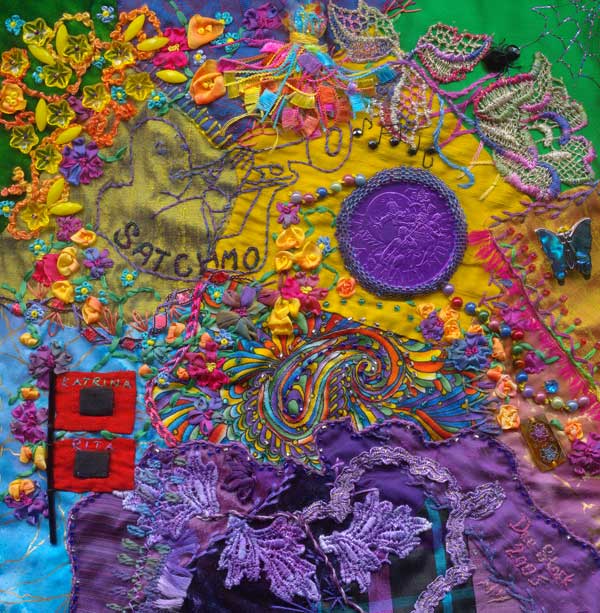hand embroidered crazy quilt block 