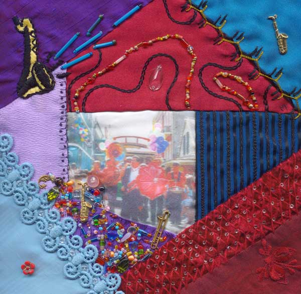 hand embroidered crazy quilt block 