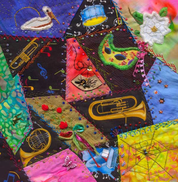 hand embroidered crazy quilt block 