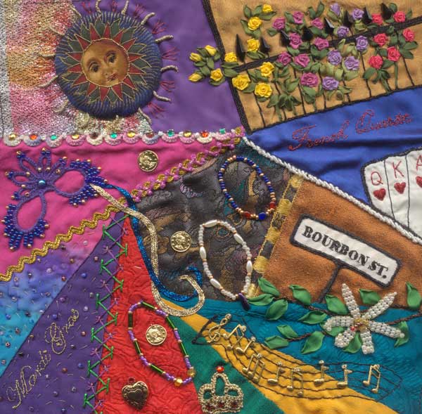 hand embroidered crazy quilt block