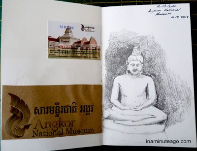 Sketch of a stature at the Angkor National museum