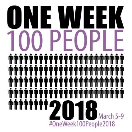 one week 100 people logo