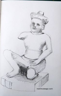 pencil sketch of Temple statue